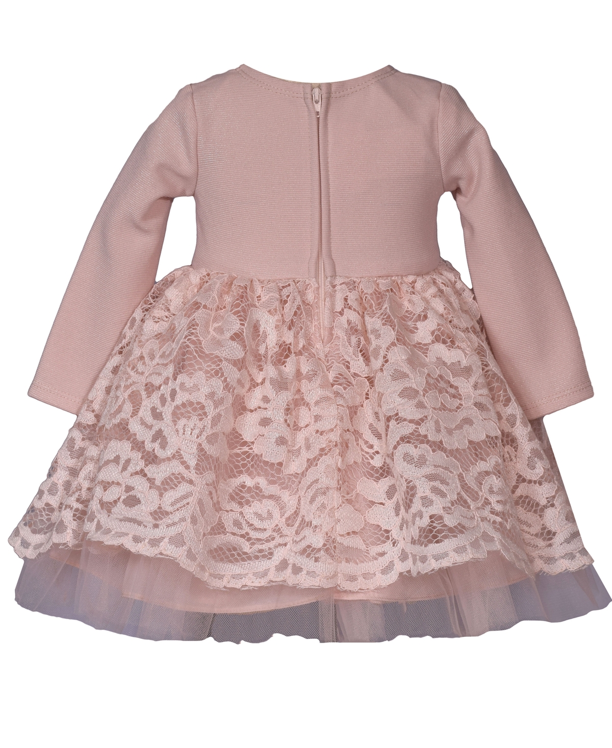 Bonnie Baby Baby Girls Knit To Lace Party Dress In Pink