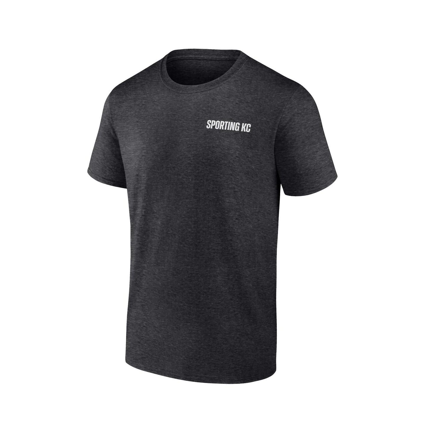 Мужская футболка Fanatics Heather Charcoal Sporting Kansas City Iconic Blocked-Out — фото 2
