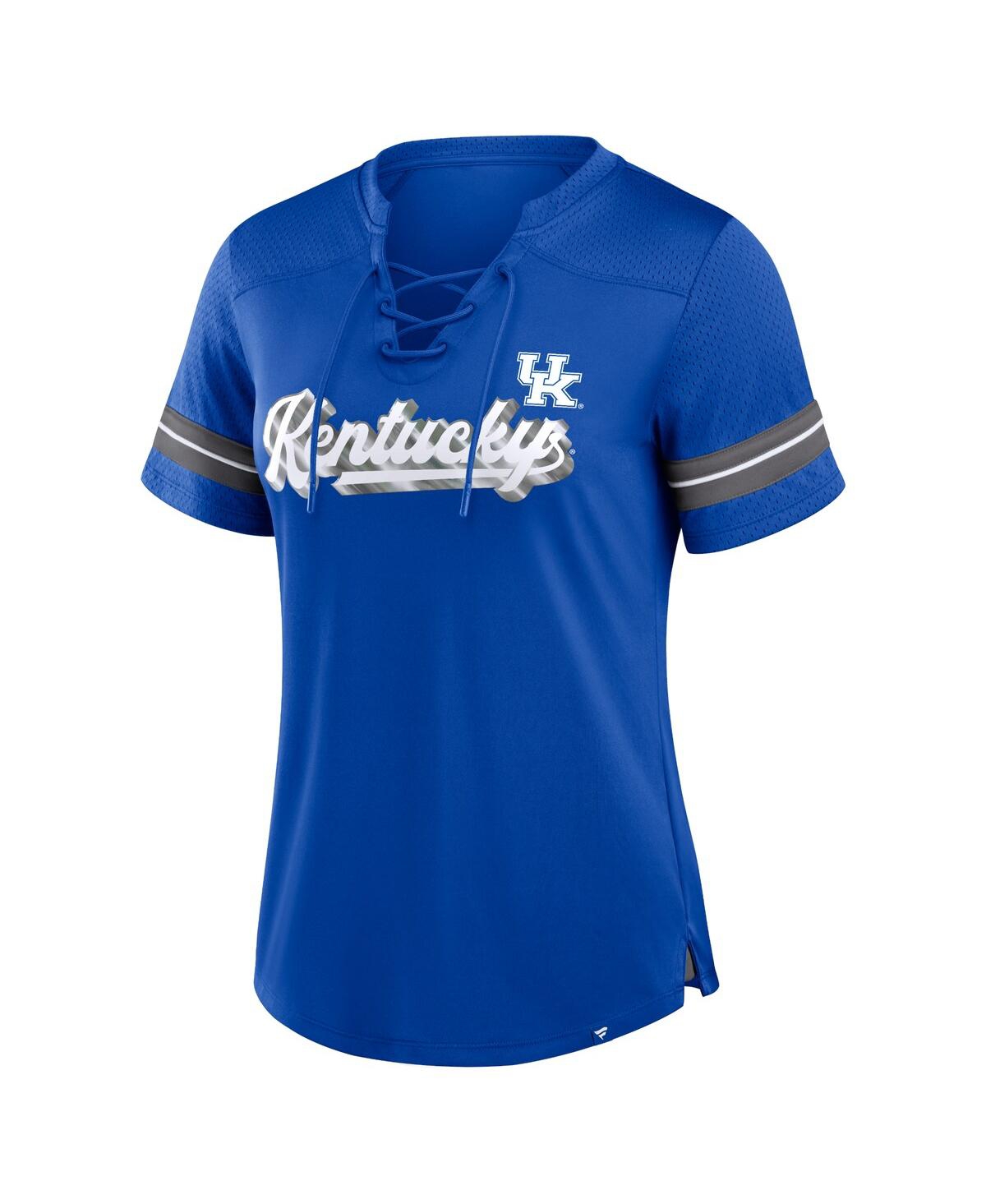 Fanatics Women's Royal Kentucky Wildcats Fundamental Overtime Readiness Athena Lace-up V-neck T-shirt In Blue