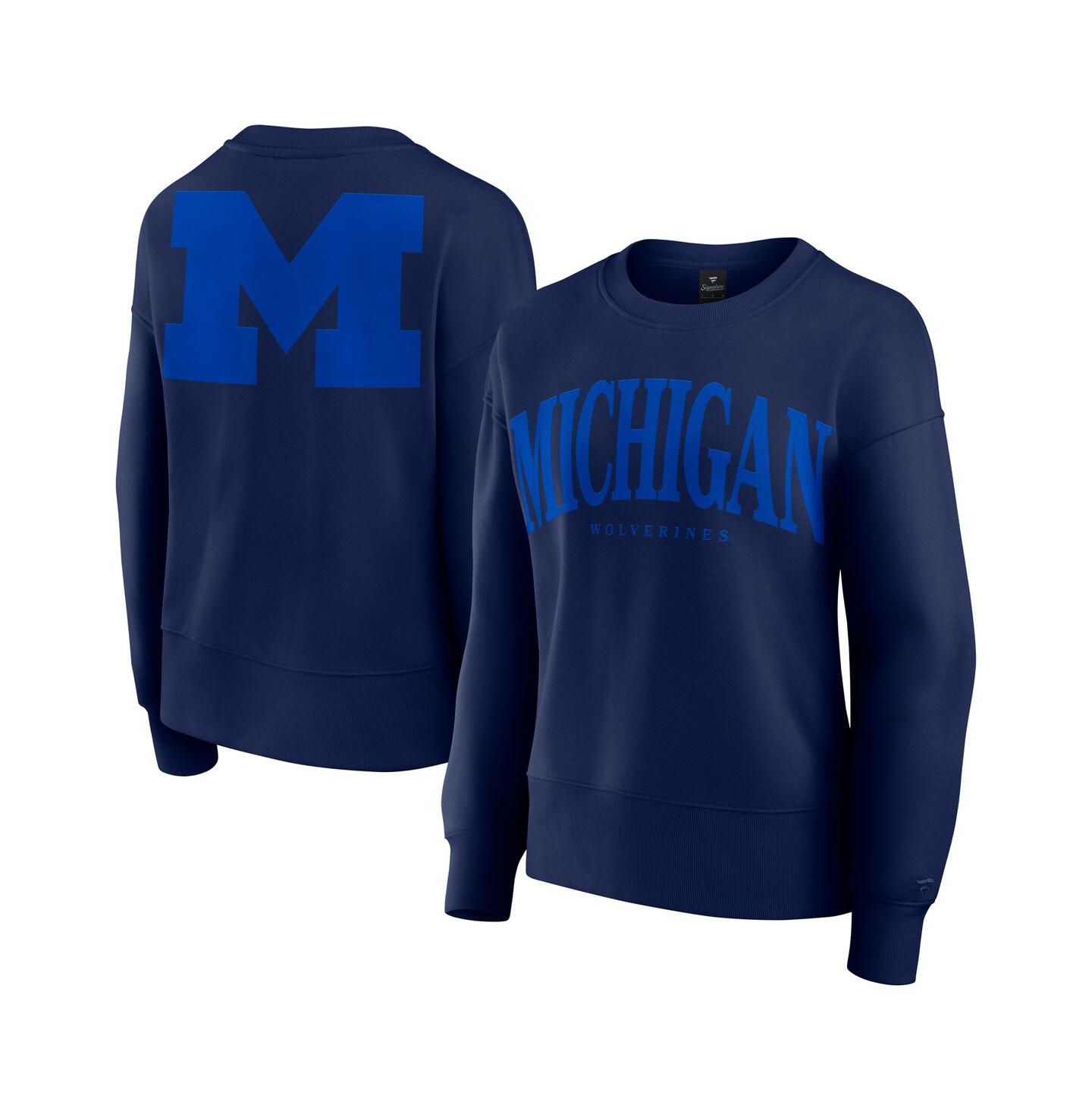 Женская толстовка Fanatics Navy Michigan Wolverines Supersoft Flow Fleece Pullover — фото 1