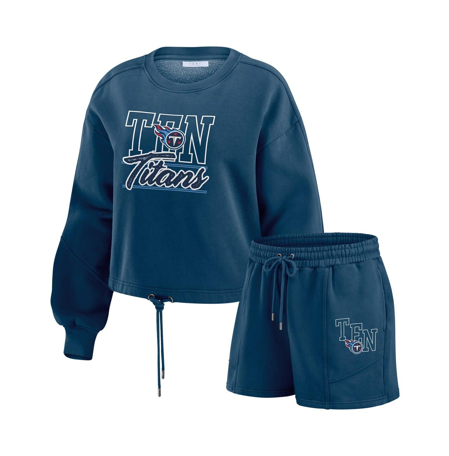 Женский домашний комплект Wear by Erin Andrews Tennessee Titans: футболка и шорты, Navy — фото 1