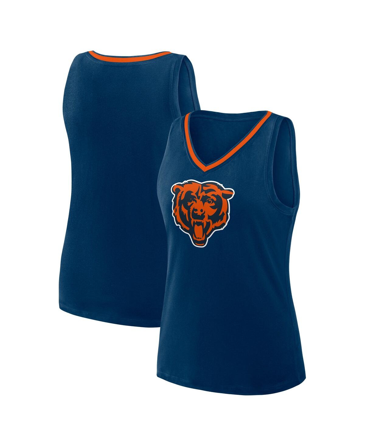 Women's Navy Chicago Bears Stellar Win V-Neck Tank Top - Navy