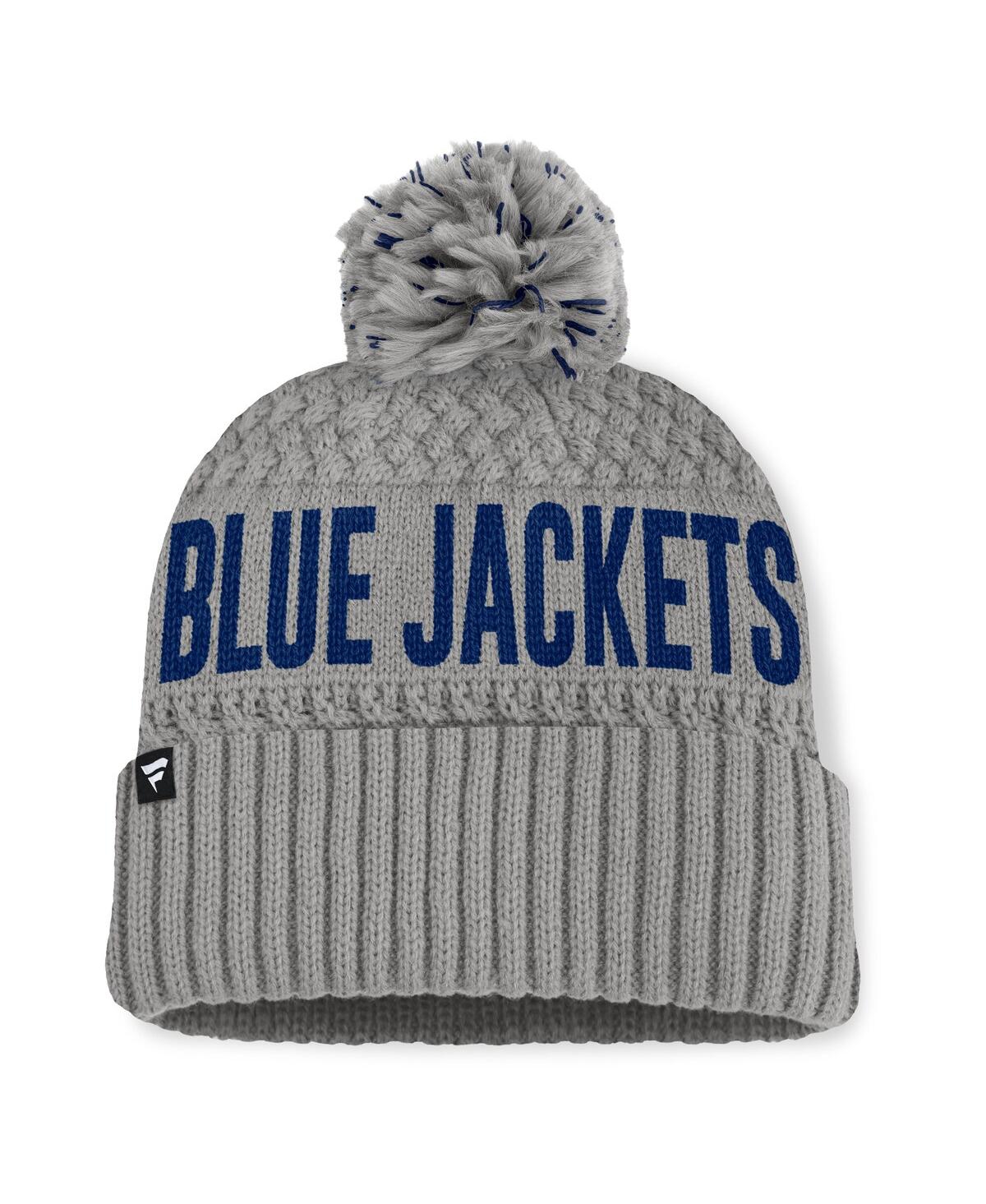 Fanatics Women's Gray Columbus Blue Jackets Heritage Tilly Cuffed With Pom Knit Hat In Gray