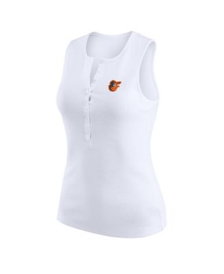 Women's White Baltimore Orioles Rib-Knit Henley Tank Top