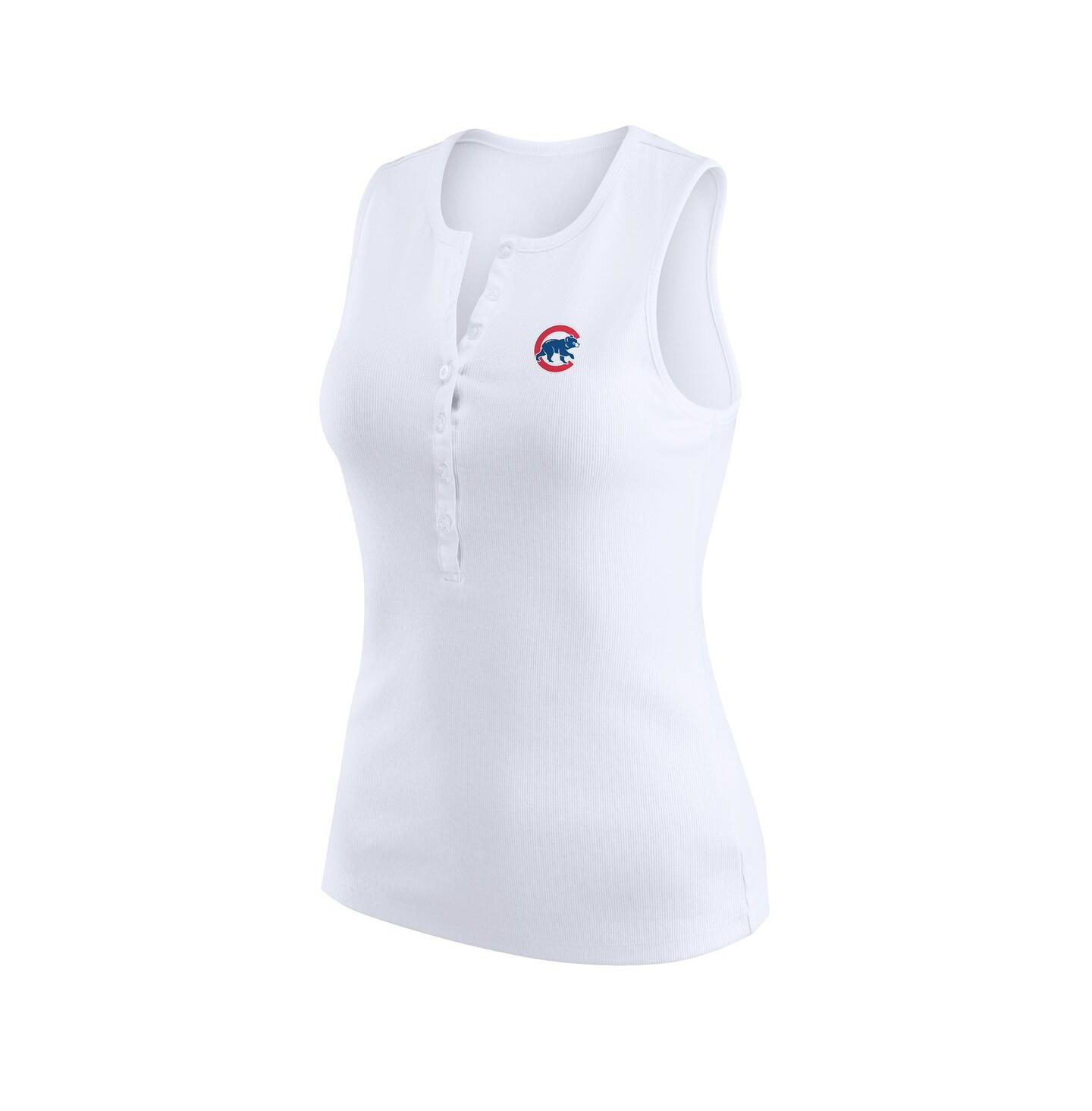 Женский топ WEAR by Erin Andrews White Chicago Cubs Rib-Knit Henley — фото 2