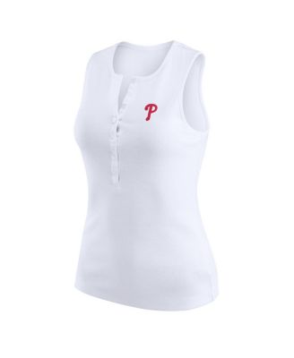 Women's White Philadelphia Phillies Rib-Knit Henley Tank Top