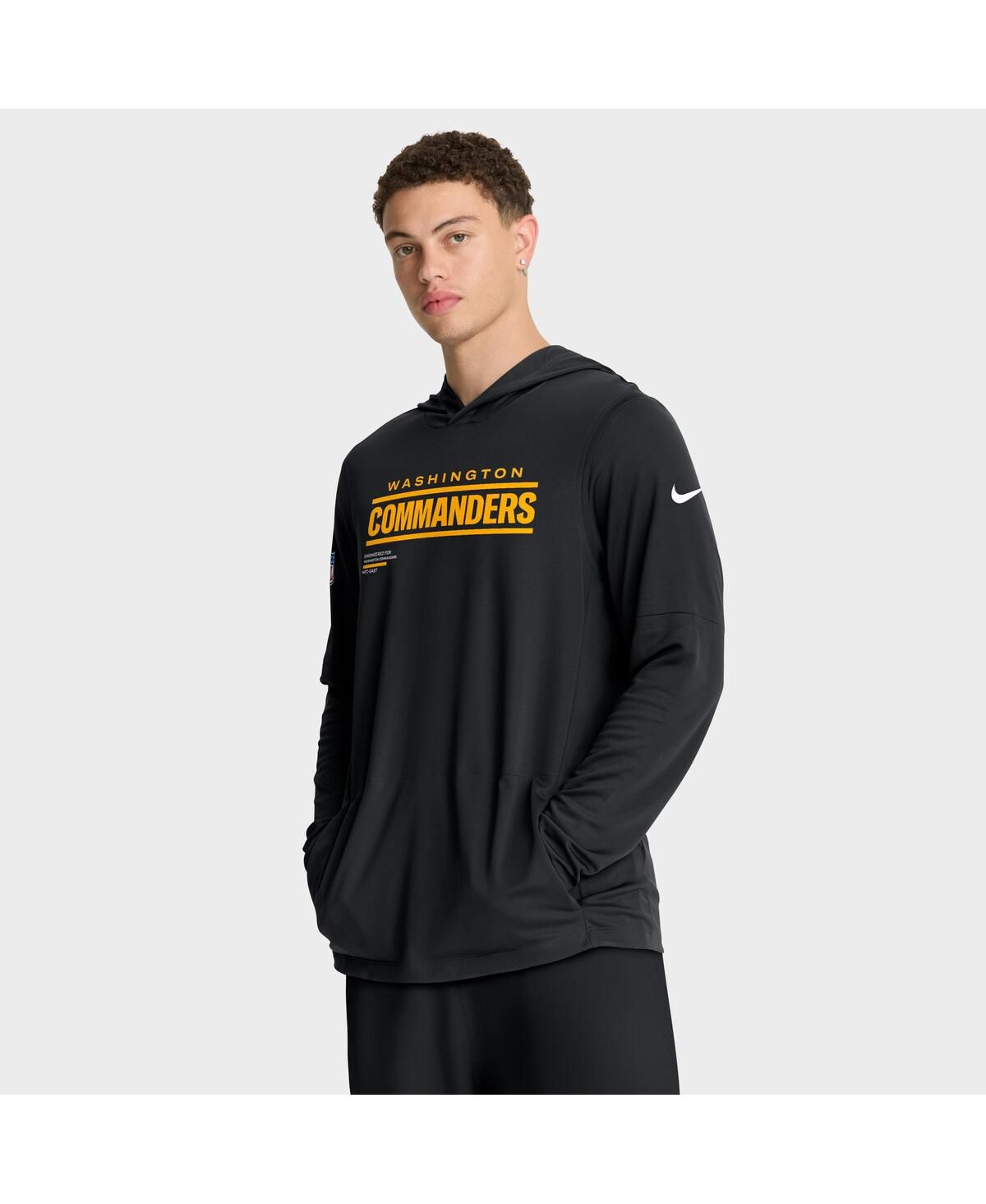 Мужская черная футболка с капюшоном Washington Commanders Sideline Pure Fury Performance с длинным рукавом
