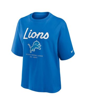 Women's Blue Detroit Lions Essential Script Boxy T-Shirt