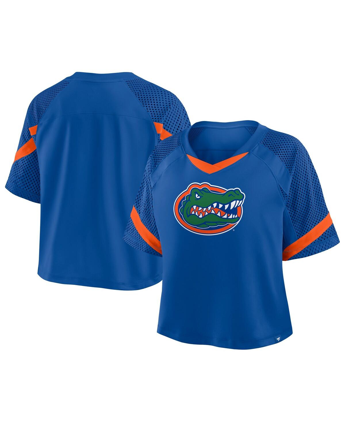 Women's Royal Florida Gators Oversized Raglan V-Neck Fashion Jersey - Royal