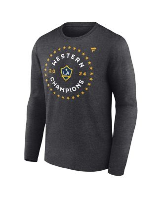 Men's and Women's Heather Charcoal LA Galaxy 2024 MLS Western Conference Champions Locker Room Long Sleeve T-Shirt