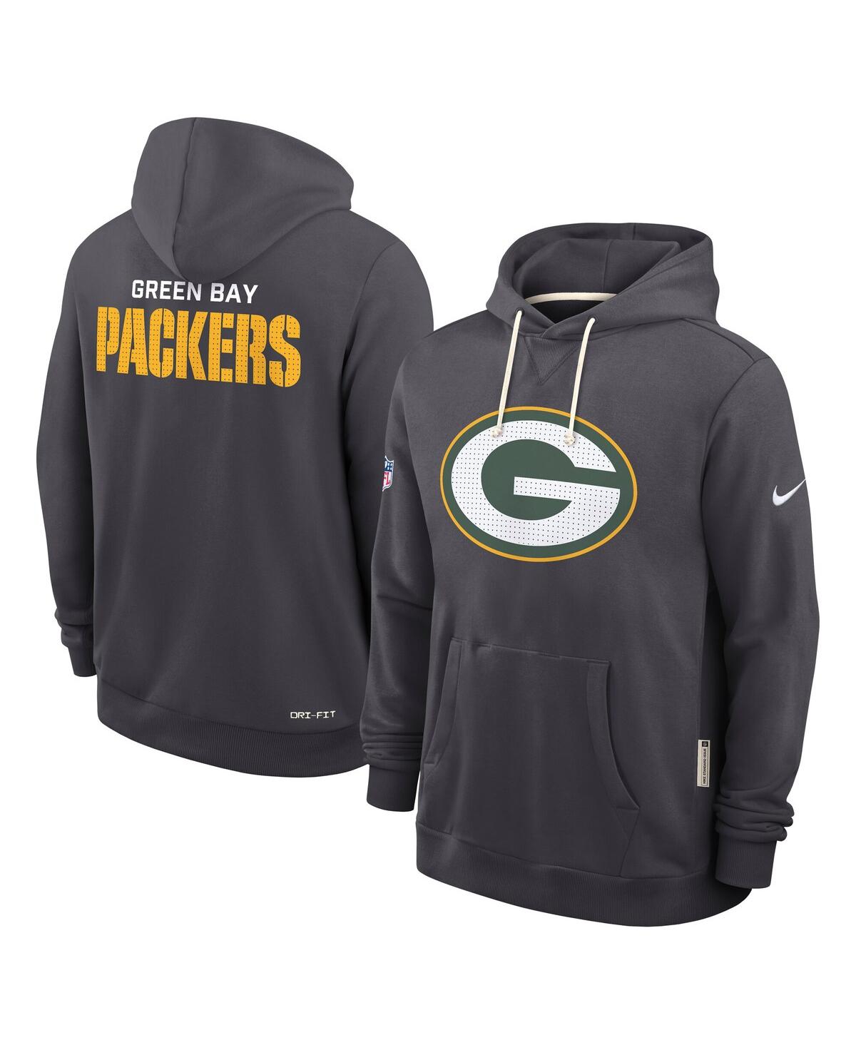 Nike Anthracite Green Bay Packers Sideline Standard Issue Initial Home Dri-fit Hoodie In Gray