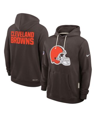 Men's Brown Cleveland Browns Sideline Initial Home Performance Pullover Hoodie