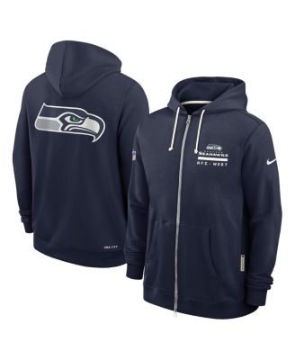 Men's College Navy Seattle Seahawks Sideline Utility Player Performance Full-Zip Hoodie