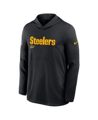 Men's Black Pittsburgh Steelers Sideline Pure Fury Performance Long Sleeve Hoodie T-Shirt