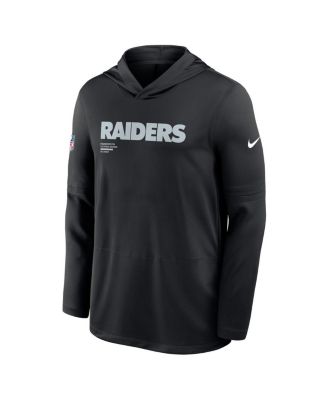 Men's Black Las Vegas Raiders Sideline Pure Fury Performance Long Sleeve Hoodie T-Shirt