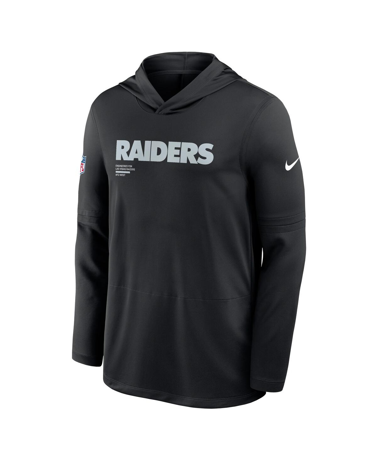 Nike Black Las Vegas Raiders Sideline Pure Fury Performance Long Sleeve Hoodie T-shirt In Black