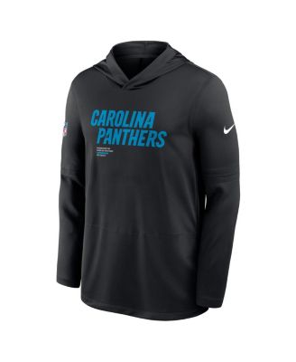 Men's Black Carolina Panthers Sideline Pure Fury Performance Long Sleeve Hoodie T-Shirt