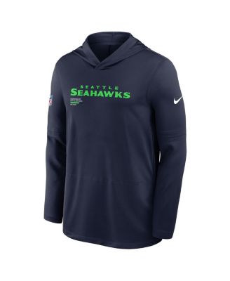 Men's College Navy Seattle Seahawks Sideline Pure Fury Performance Long Sleeve Hoodie T-Shirt