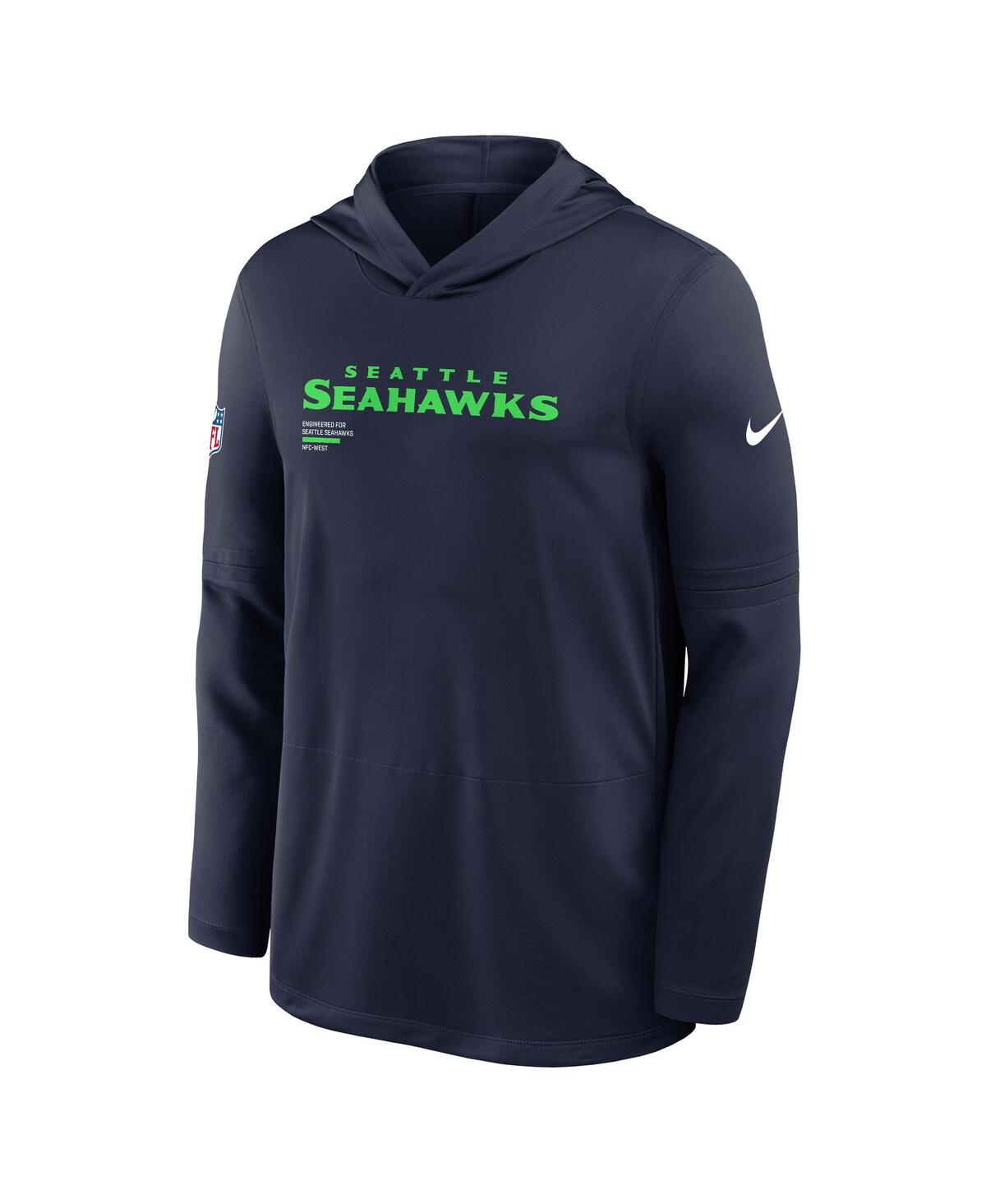 Nike College Navy Seattle Seahawks Sideline Pure Fury Performance Long Sleeve Hoodie T-shirt In Blue