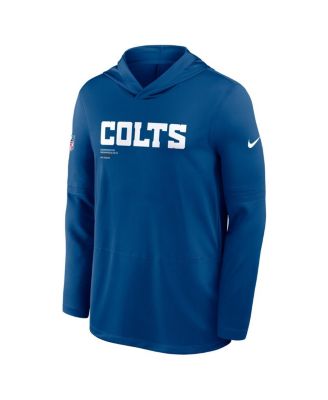 Men's Royal Indianapolis Colts Sideline Pure Fury Performance Long Sleeve Hoodie T-Shirt