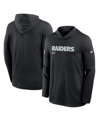 Men's Black Las Vegas Raiders Big Tall Sideline Performance Long Sleeve Hoodie T-Shirt