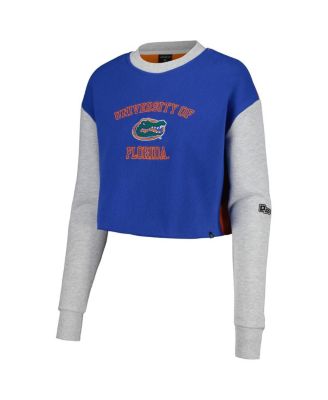 Women's Royal Florida Gators Color Block Rookie Crew Pullover Sweatshirt