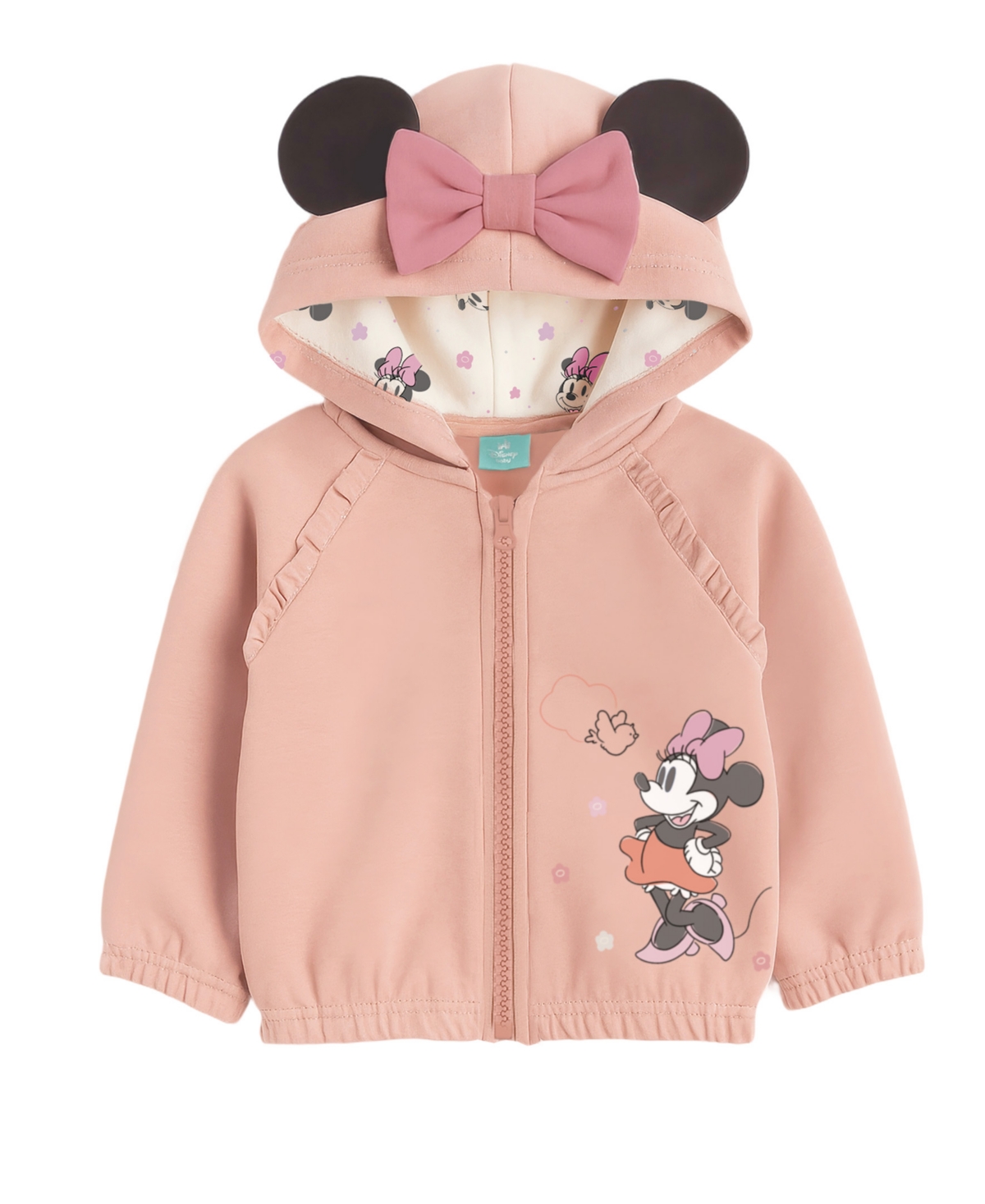 Disney Baby Girls 3-piece Minnie Mouse Hoodie, Long Sleeve T-shirt And Pant Set In Pink