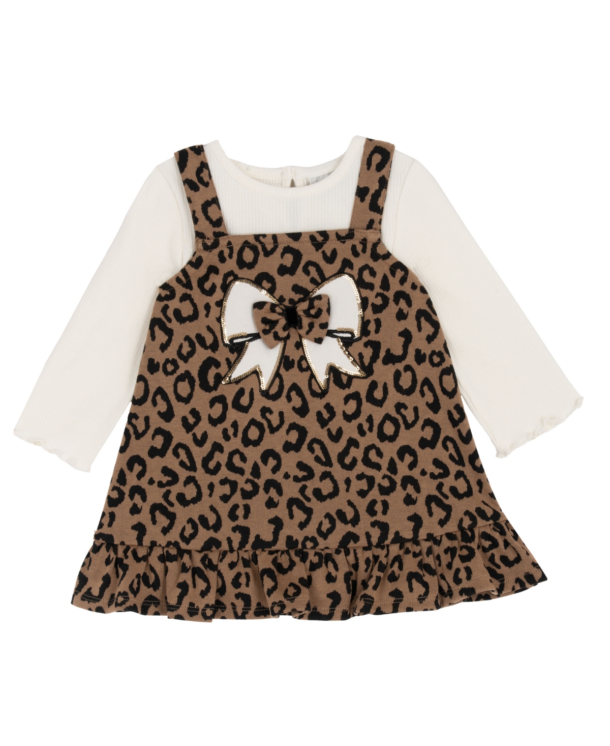 Rare Editions Baby Girls 2-piece Cheetah Print Jumper Bodysuit Set In Brown