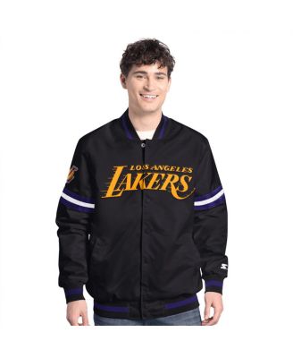 Starter - Men's Black Los Angeles Lakers Scout Varsity Full-Snap Jacket