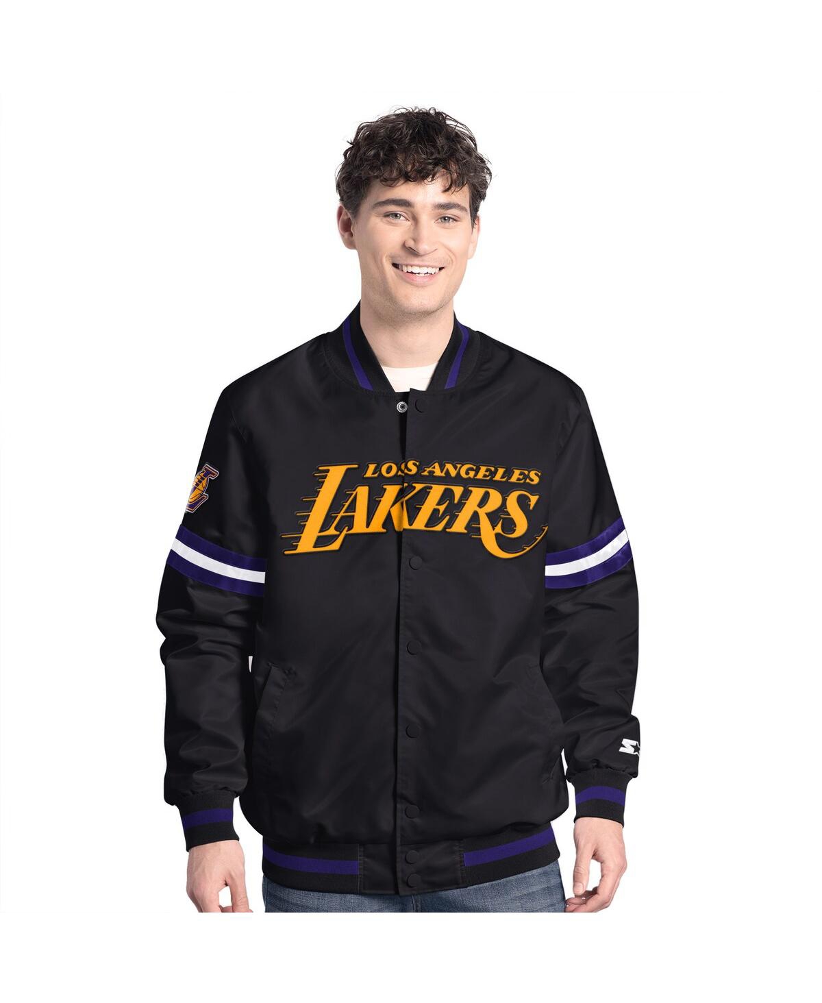 Starter Black Los Angeles Lakers Scout Varsity Full-snap Jacket In Black