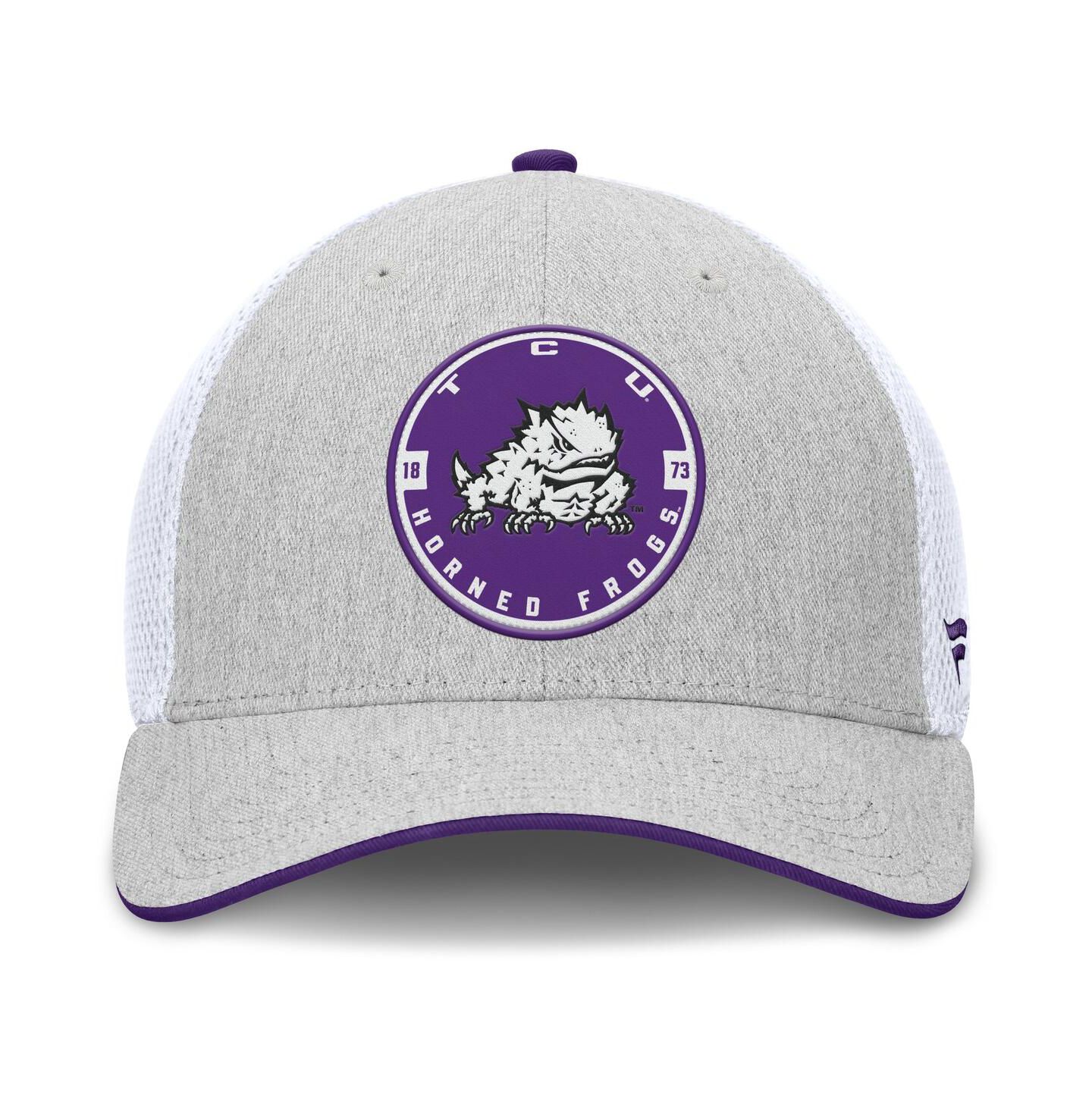 Мужская кепка Fanatics Heather Gray/White TCU Horned Frogs Trigger Flex Hat — фото 4