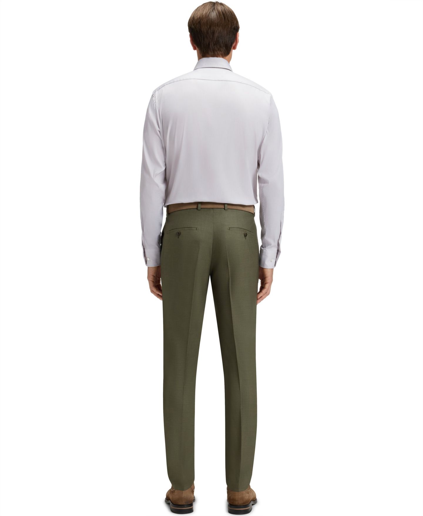 Мужская рубашка Hugo Boss Italian-Made Cotton Blend Dress Shirt, цвет: Тёмный бежевый — фото 2
