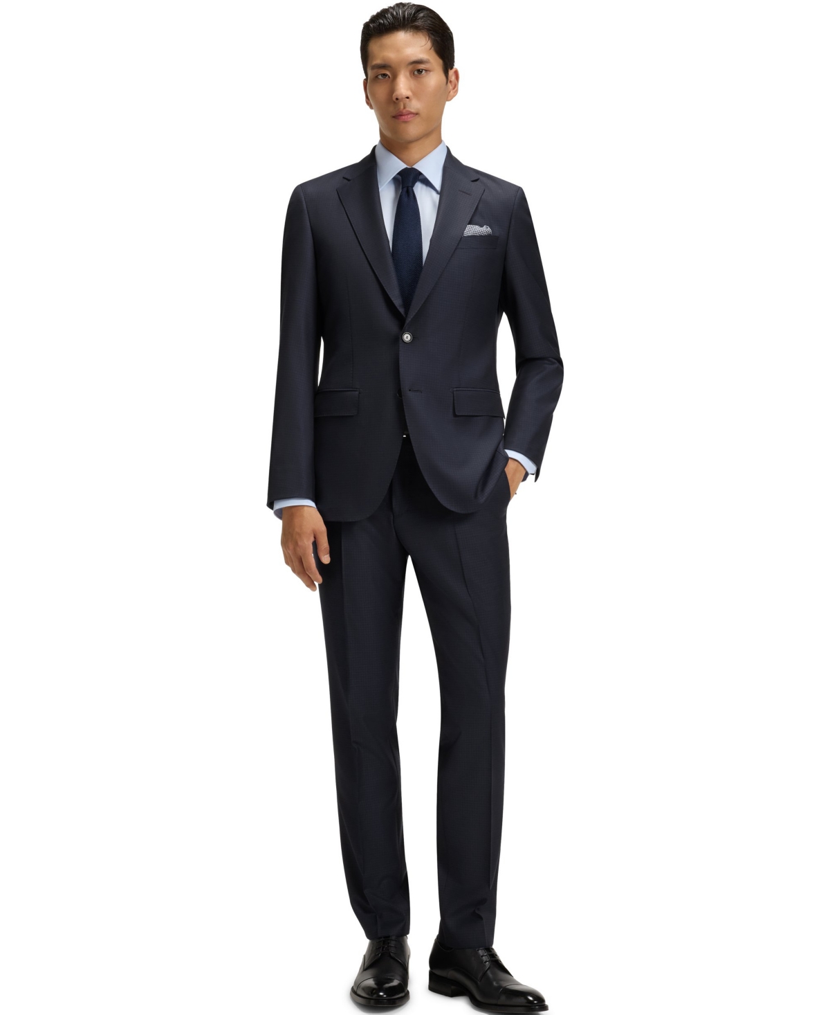 Boss by Hugo Boss Men's Patterned Stretch Wool Slim-Fit Suit - Dark Blue