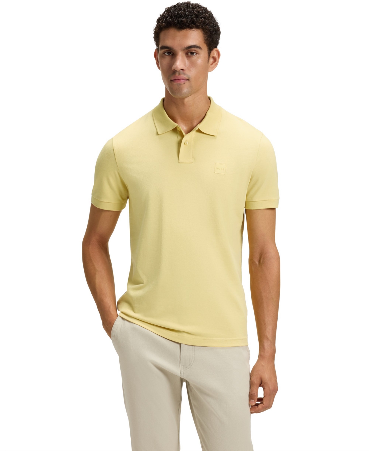 Boss by Hugo Boss Men's Slim-Fit Stretch-Cotton Polo Shirt - Yellow