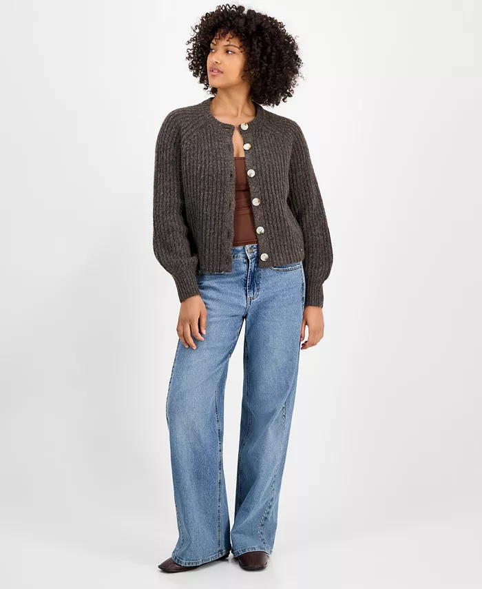 Women's Shaker Stitch Button-Front Cardigan - thumbnail 4