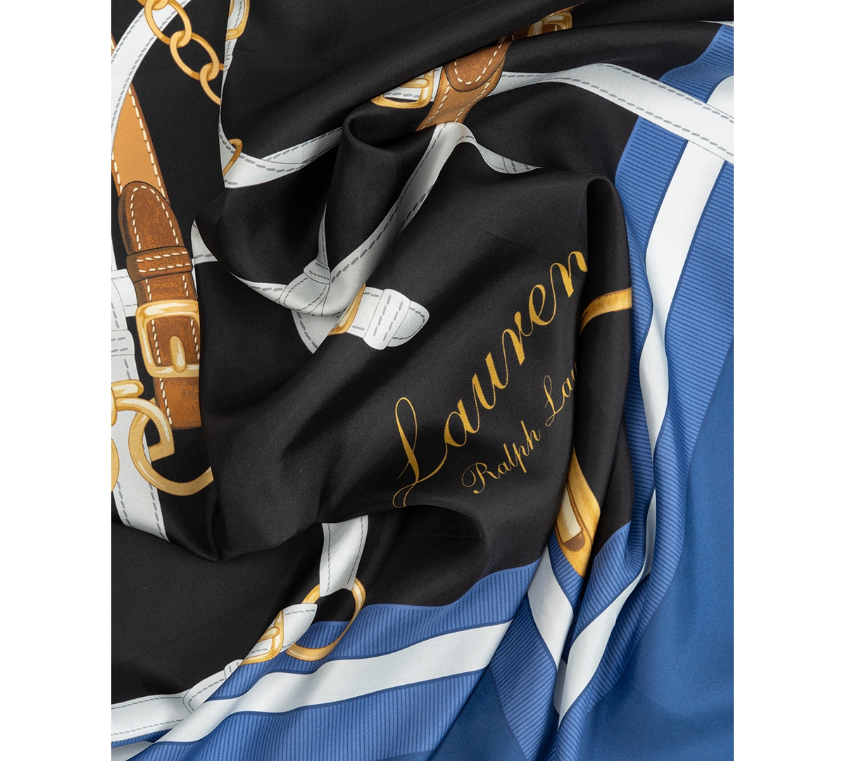 Ralph Lauren Modern Belting Square Silk Scarf In Black