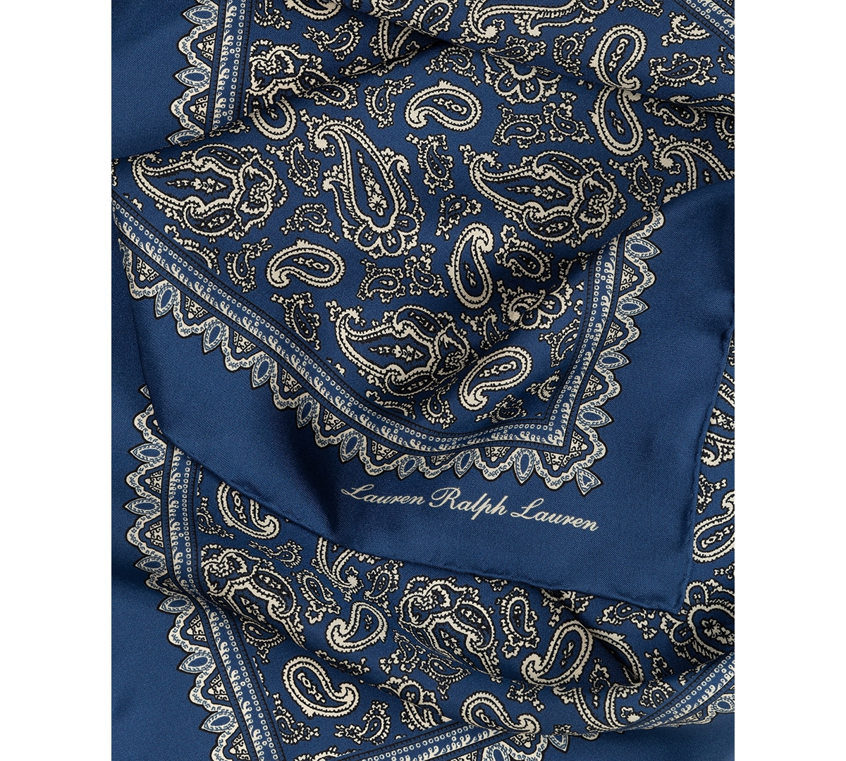 Ralph Lauren Fall Paisley Silk Bandana Scarf In Blue