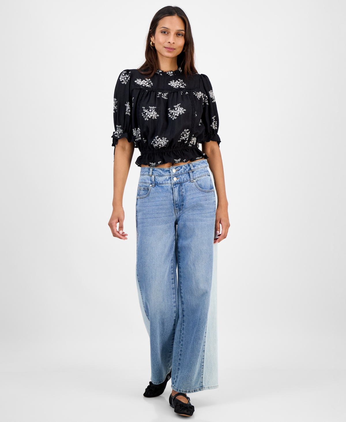 And Now This Women's Embroidered Lace-trim Blouse, Macy's Exclusive In Animal Print