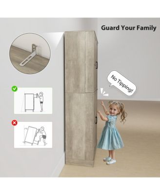 72" Farmhouse Kitchen Pantry Cabinet, Tall Storage Cabinet,