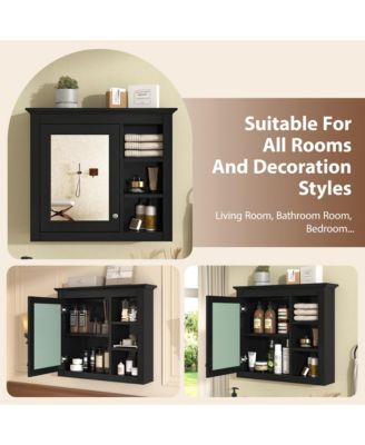 30" x 28" Wall Mounted Medicine Cabinet with Mirror and 3 Open Shelves, Bathroom Storage (No Vanity)