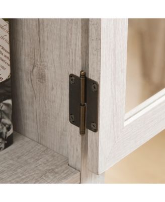 CASAINC Wood Freestanding Kitchen Cabinet with Glass Door and Shelves Tall Storage Cabinet