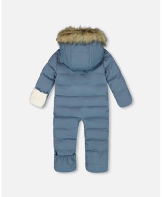 Baby Boy One-Piece Baby Snug Snowsuit Designed for Car Seat Dark Gray Blue - Baby|Toddler