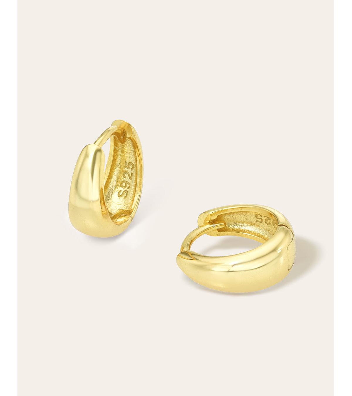 Mini Dome Huggie Earrings - Yellow gold vermeil