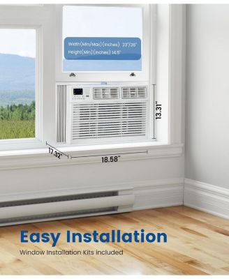 10000BTUs Window Air Conditioner, Window AC Unit Cooling up to 450sq. ft, 4 Modes and 3 Fan Speeds, 24H Timer, Remote Control, Reusable Filter