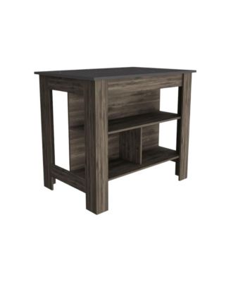 Kitchen Island with 3 Open Storage Shelves, Freestanding Utility Table for Meal Prep