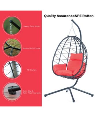 Egg Chair with Stand Indoor Outdoor Swing Chair Patio Wicker Hanging Egg Chair Hanging Basket Chair Hammock Chair with Stand for Bedroom Living Room Balcony