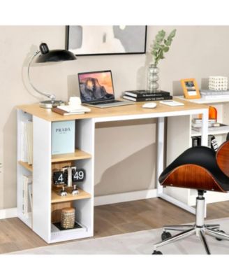 Computer Desk with 5 Side Shelves and Metal Frame