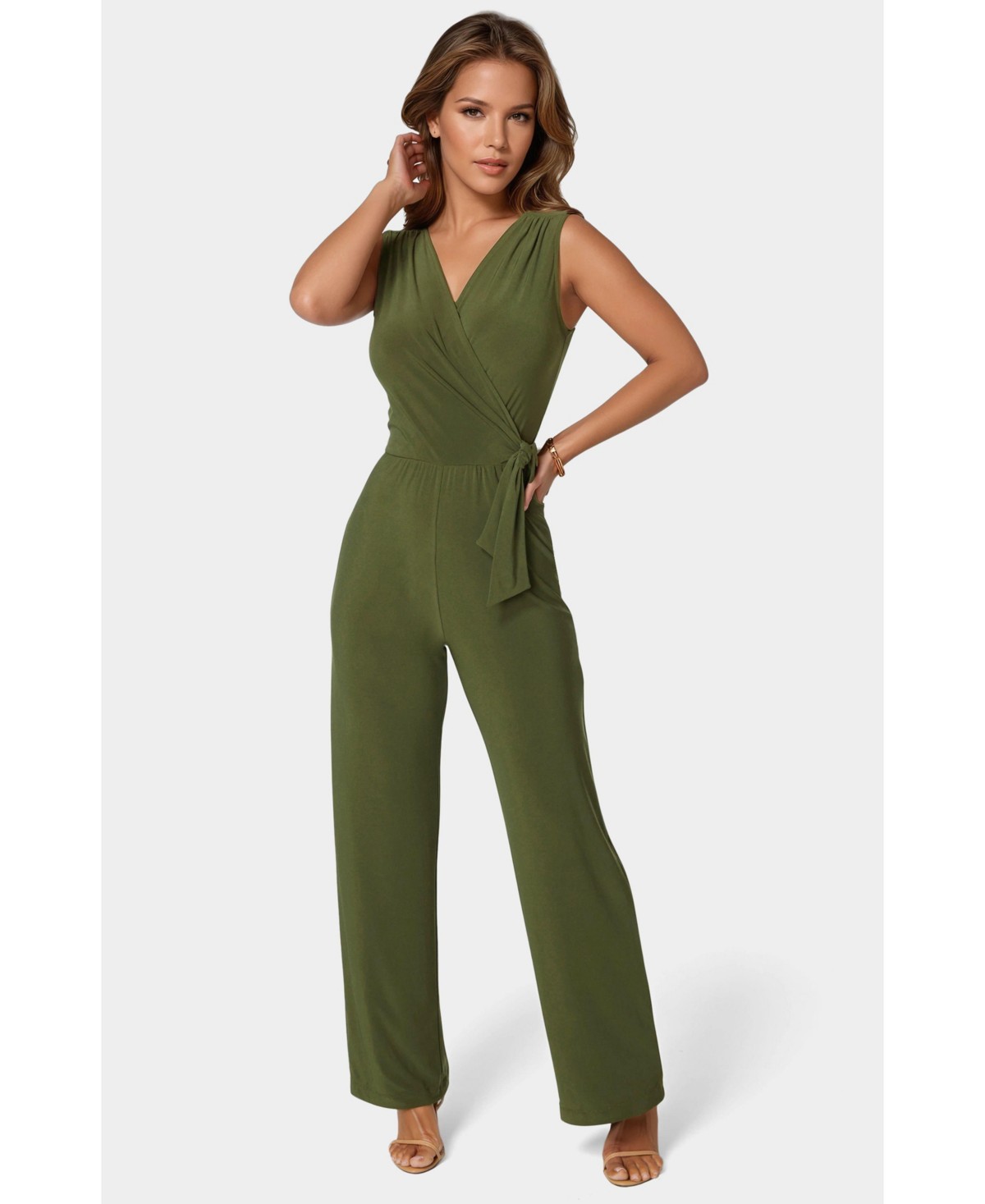 Женские Bebe Women's Jersey Wrap Tie Jumpsuit — фото 1