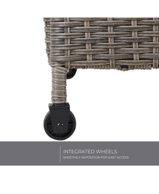 Outdoor Resin Willow Storage Box,With Soft Closure Lid And Wheels & UV/Rain Resistant,Brown