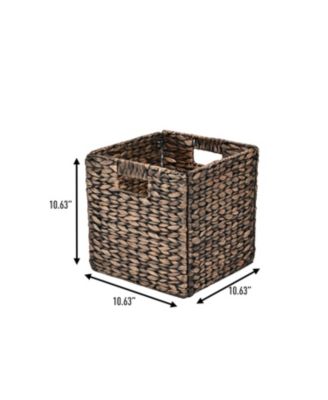 Bryce Farmhouse Hand-Woven Hyacinth Collapsible Storage Cube Baskets with Handles, Set of 5